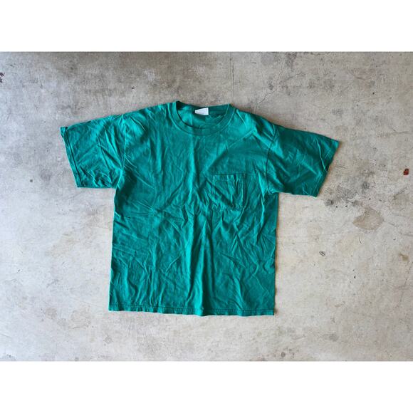 Vintage Britannia Sport Pocket T-shirt 90s Single Sitch Teal Size XL Distressed - Picture 1 of 3
